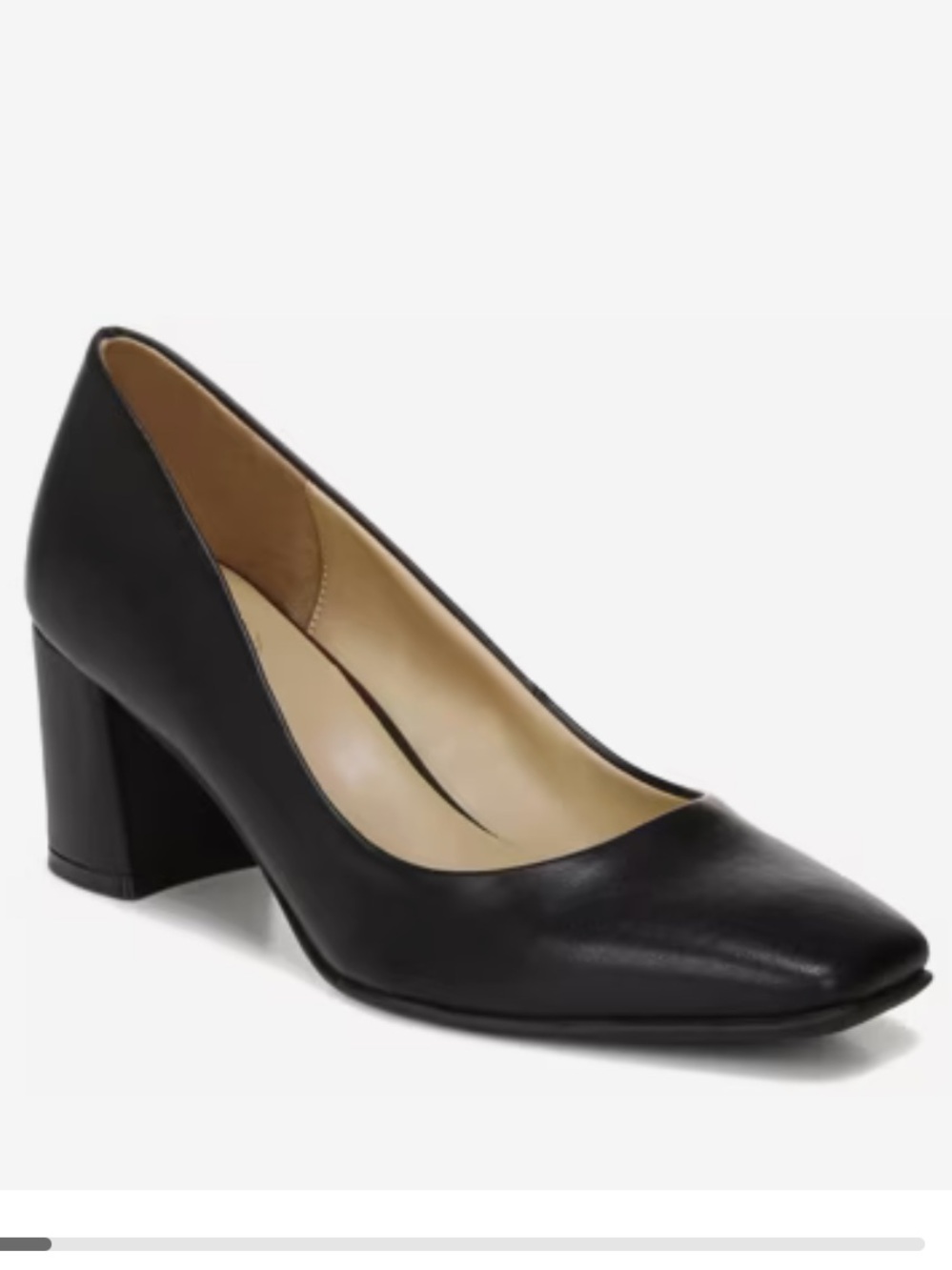Naturalizer Black Faux Leather Block Heel Pump 7